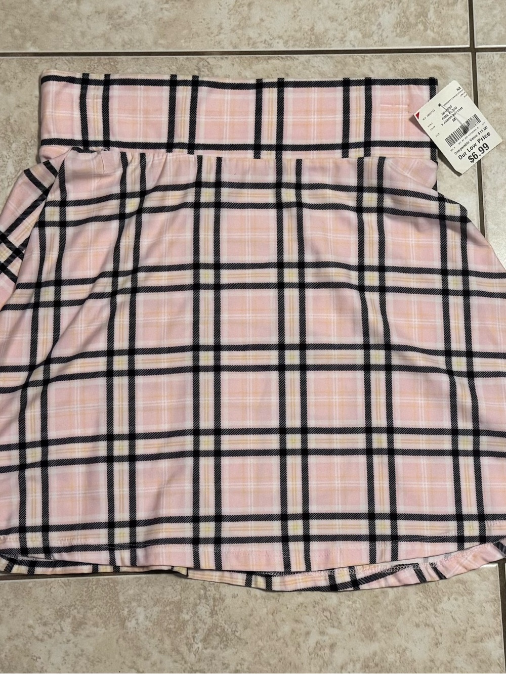 High-Waist Pink Plaid Mini Skirt